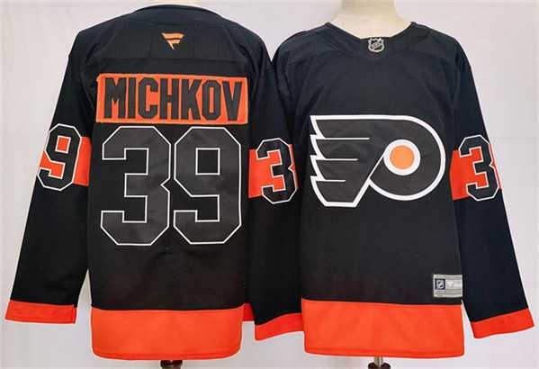 Men%27s Philadelphia Flyers #39 Matvei Michkov Black 2024 Stitched Jersey